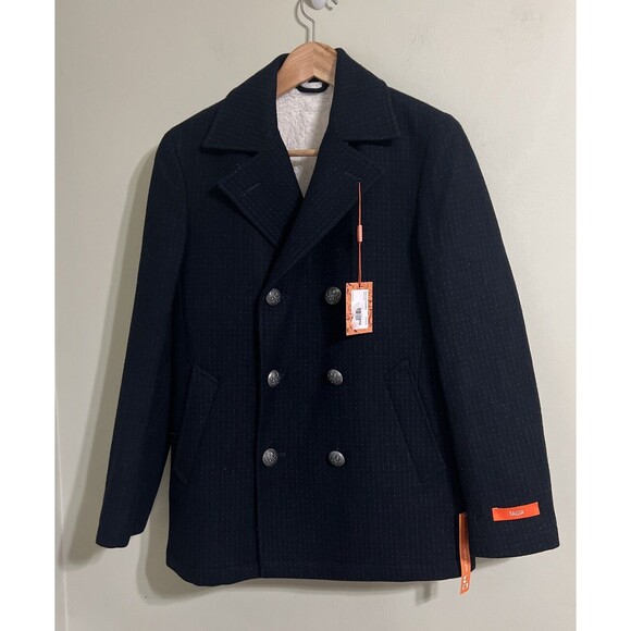 TALLIA Navy Wool Blend Coat Young Men's Size M 12-14 . MSRP $195. NWT - Picture 1 of 12